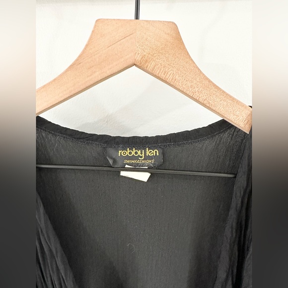 Robby Len Swim Tie Front Cover Up Black Size Small - Picture 4 of 5